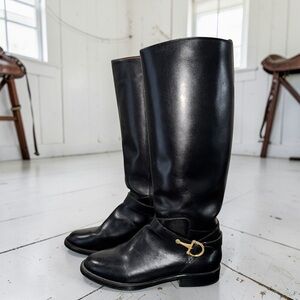Nine West Women’s Black Leather Equestrian Horse Back Riding Boots Size 7